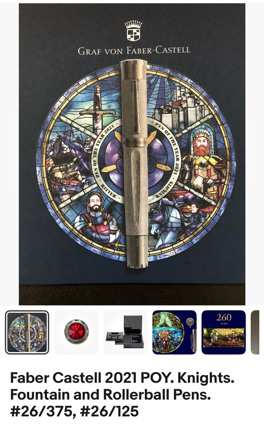 Faber Castell 2021 POY. Knights. Set of Fountain and Rollerball Pens.  #26/375, #26/125.  Free shipping.